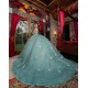 Off Shoulder Sweet 15 Gowns Sage Green Quinceanera Dress With 3D Butterfly