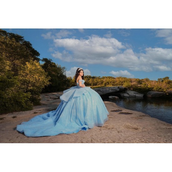 Off Shoulder Sweet 15 Gowns Sky Blue Quince Dress