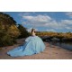 Off Shoulder Sweet 15 Gowns Sky Blue Quince Dress