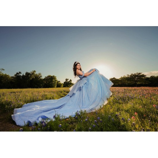 Off Shoulder Sweet 15 Gowns Sky Blue Quince Dress