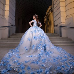 Off Shoulder Sweet 15 Gowns Sky Blue Quinceanera Dress 2024 Dresses