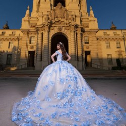 Off Shoulder Sweet 15 Gowns Sky Blue Quinceanera Dress 2024 Dresses