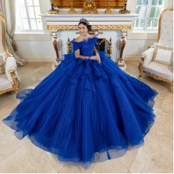 Off Shoulder Tiered Blue Quinceanera Dress Sweetheart Neck Vestidos De 15 Anos