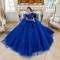 Off Shoulder Tiered Blue Quinceanera Dress Sweetheart Neck Vestidos De 15 Anos