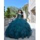 Off Shoulder Tiered Emerald Green Quinceanera Dress Sweetheart Neck 15 Dresses