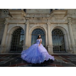 Off Shoulder Tiered Lilac Quinceanera Dresses Sweetheart Neck 15 Dress