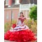 Off Shoulder Tiered Red Quince Dresses Lace Appliques Sweetheart Neck 15 Dress