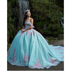 Off Shoulder Tiffany Blue Quinceanera Dresses Sweetheart Neck 15 Dress