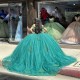 Off Shoulder Verdigris Quinceanera Dresses V Neck 15 Dress