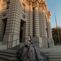 Off Shoulder Vestidos De 15 Anos Black Quinceanera Dress With Bow