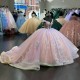 Off Shoulder Vestidos De 15 Anos Crystal Pink Quinceanera Dress