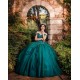 Off Shoulder Vestidos De 15 Anos Emerald Green Quinceanera Dress