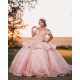 Off Shoulder Vestidos De 15 Anos Pink Quinceanera Dress