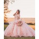 Off Shoulder Vestidos De 15 Anos Pink Quinceanera Dress