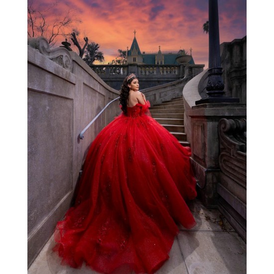 Off Shoulder Vestidos De XV Anos Red Quince Dress Sweet 15 Gowns