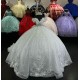 Off Shoulder White Quinceanera Dresses V Neck 15 Dress With Bow