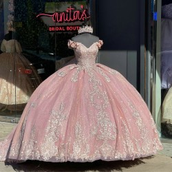 Off The Shouder Sweet 15 Dresses Pink Quinceanera Gown