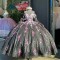 Off The Shoulder Black Quinceanera Dresses With Pink Flowers