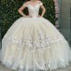 Off The Shoulder Classic Quinceanera Dress Champagne 15 Dresses