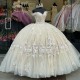 Off The Shoulder Classic Quinceanera Dress Champagne 15 Dresses