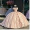 Off The Shoulder Glitter Organza Pink Dama Dresses for Quinceanera