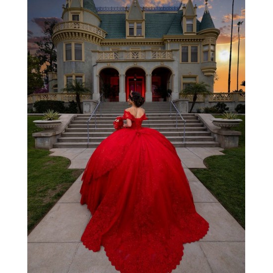 Off The Shoulder Quince Dress Red Vestidos De 15 Anos Sweetheart Dresses