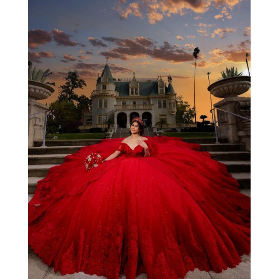 Off The Shoulder Quince Dress Red Vestidos De 15 Anos Sweetheart Dresses