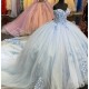 Off The Shoulder Sky Blue Quinceanera Dresses With 3D Flowers