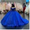 Off the Shoulder 2024 Instagram Puffy Royal Blue Quinceanera Dresses