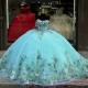 Off the Shoulder Aqua Blue Quinceanera Dress Girls Birthday Party Prom Gown Vestidos