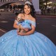 Off the Shoulder Sky Blue Quinceanera Dress Mexico Sweet 16 Vestido 15 De XV Anos