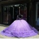 Pearl 15 Dresses Lavender Ruffled Quinceanera Dress With Long Sleeve