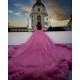 Plus Size Fuchsia Quince Dress V Neck Ruffled Vestidos De 15 Anos