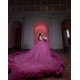 Plus Size Fuchsia Quince Dress V Neck Ruffled Vestidos De 15 Anos