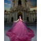 Plus Size Fuchsia Quince Dress V Neck Ruffled Vestidos De 15 Anos