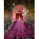 Plus Size Fuchsia Quince Dress V Neck Ruffled Vestidos De 15 Anos