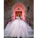 Puff Sleeve Girl Birthday Party Gown Pink Quince Dress