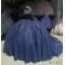 Puff Sleeve Navy Blue Quince Dresses Tulle 15 Dress Sweetheart Neck Ball Gown