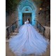 Puff Sleeve Quince Dress Sky Blue Vestidos De 15 Anos With Bow