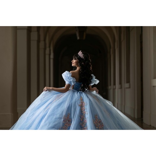 Puff Sleeve Sky Blue Quinceanera Dresses Sweetheart Neck 15 Dress