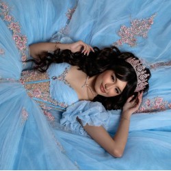 Puff Sleeve Sky Blue Quinceanera Dresses Sweetheart Neck 15 Dress