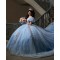 Puff Sleeve Sky Blue Quinceanera Dresses Sweetheart Neck 15 Dress