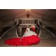 Red On White Quince Dress Ruffled Sleeveless Sweet 15 Gowns