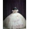 Rose Gold 15 Dresses Sweetheart Neck Ball Gown Lace Appliques Dress With Bow