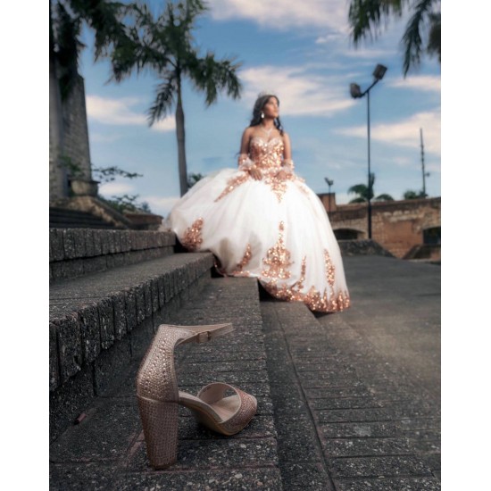 Rose Gold Quince Dress Sweetheart Detachable Vestidos De 15 Anos