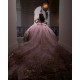 Rose Gold Quinceanera Dress Off Shoulder Princess Dresses With Bow