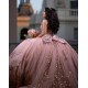 Rose Gold Quinceanera Dress Off Shoulder Princess Dresses With Bow