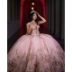 Rose Gold Quinceanera Dress Off Shoulder Princess Dresses With Bow