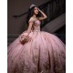 Rose Gold Quinceanera Dress Off Shoulder Princess Dresses With Bow