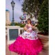 Ruffle Off Shoulder White On Pink Quinceanera Dress Sweetheart Neck 15 Dresses